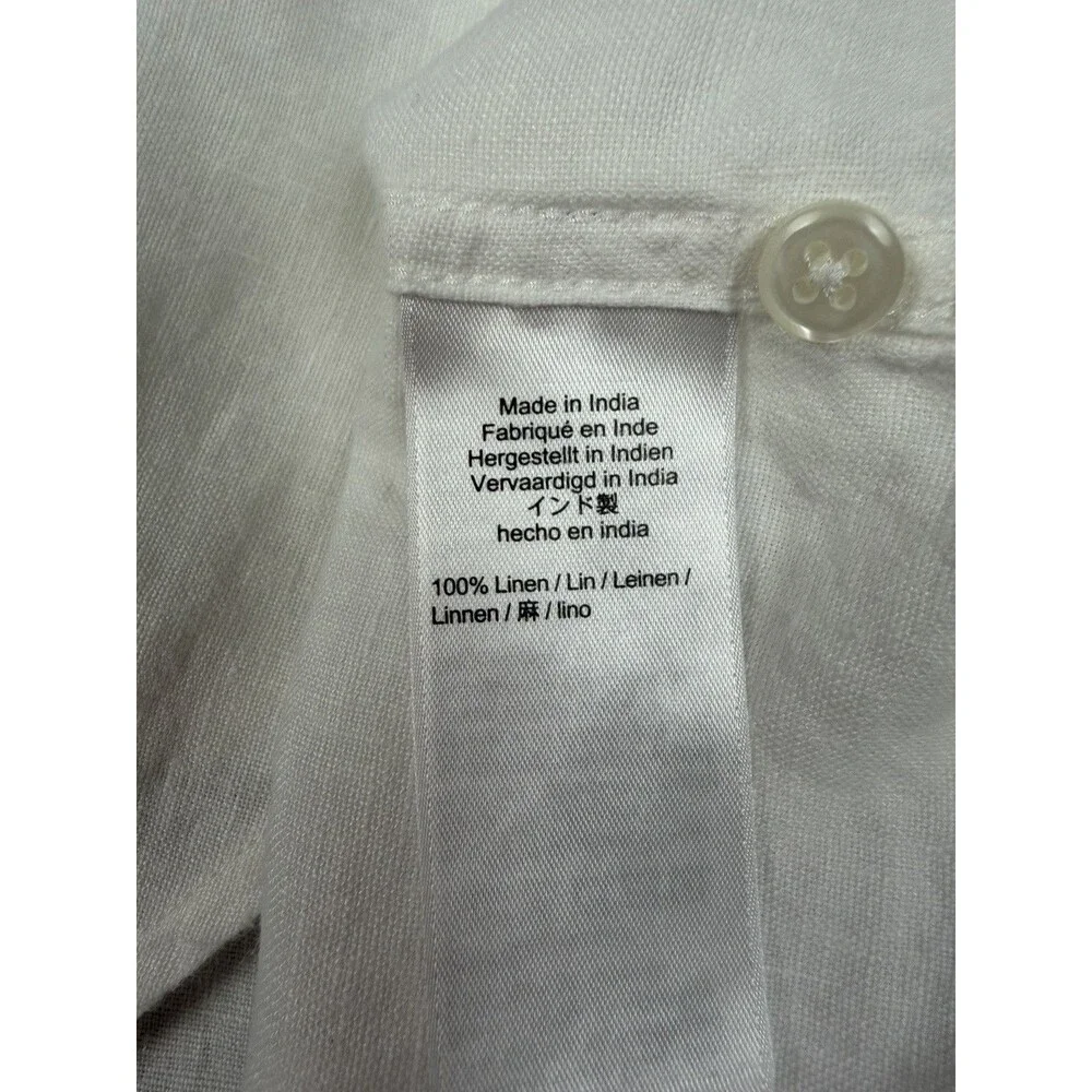J. Crew Shirt Mens M White 100% Linen Button Up Long Sleeve Slim Fit Lightweight